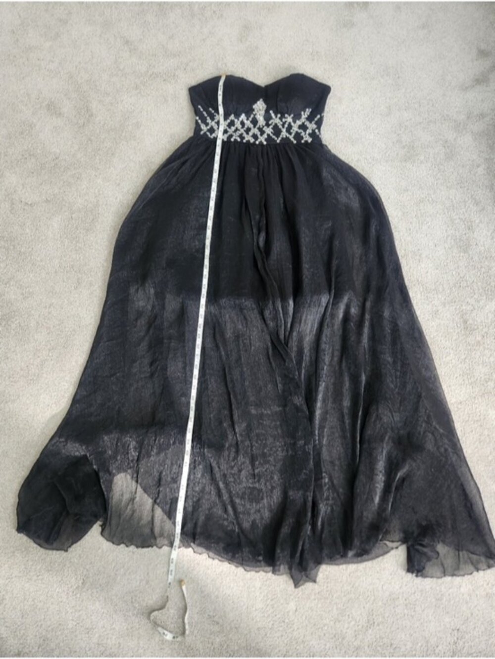 Black Sheer Maxi Dress Prom Grad Whimsygoth Dark Fairy Prom Grad Size Medium - Picture 9 of 12